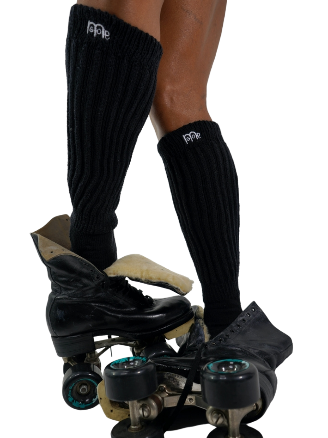 Black slouch socks with White logo