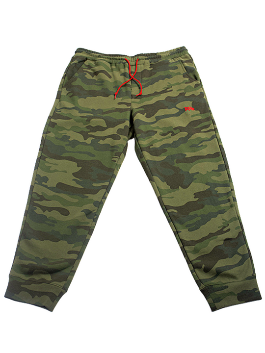 Experience ultimate comfort and style in the Men's GODinme Green Camouflage SweatPants from our Romans 12:21 Collection. Featuring the iconic Red GODinme logo, Red shoestring draw cord, and sewn fly details; its time to elevate your faith with these must-have joggers.