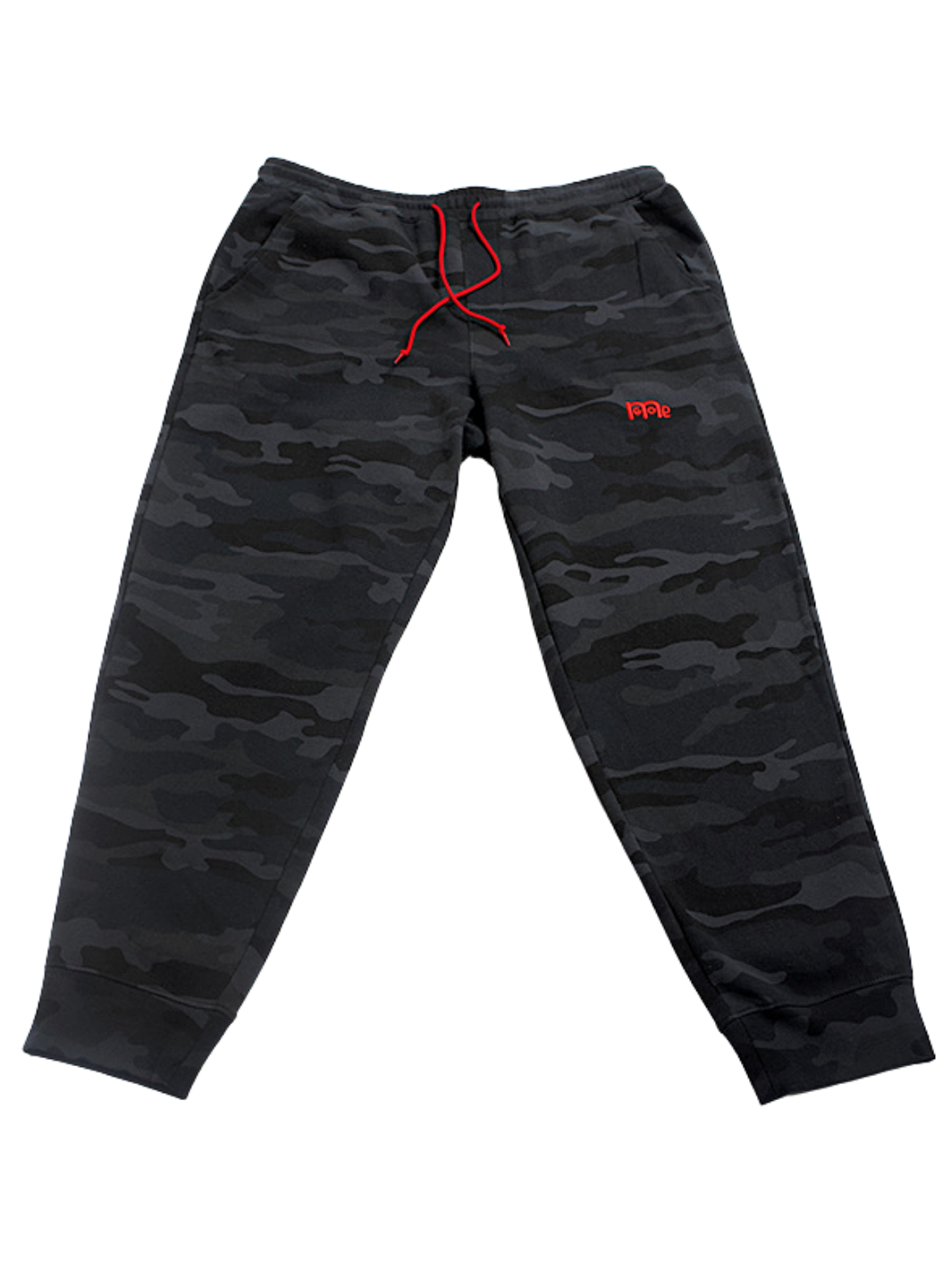 Experience ultimate comfort and style in the Men's GODinme Black Camouflage SweatPants from our Romans 12:21 Collection. Featuring the iconic Red GODinme logo, Red shoestring draw cord, and sewn fly details; its time to elevate your faith with these must-have joggers.