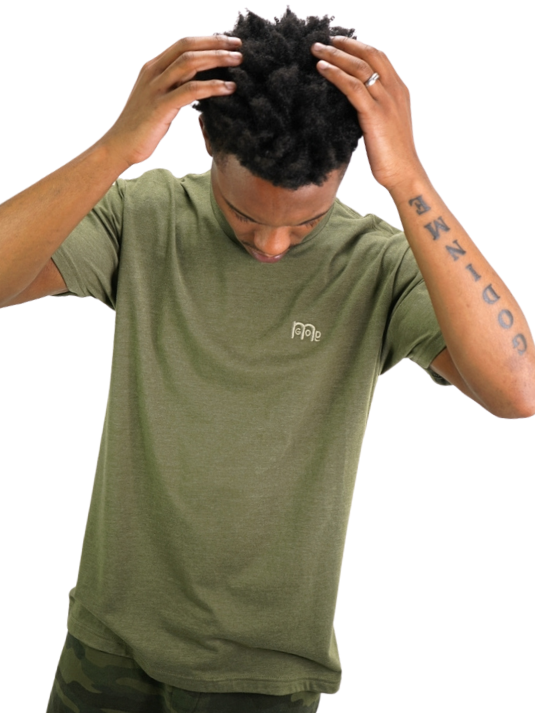Lightweight softness for all-day comfort and the powerful GODinme logo to represent GOD's Greatness in you; this Olive Green GODinme T-Shirt is made for you: GOD in you.
