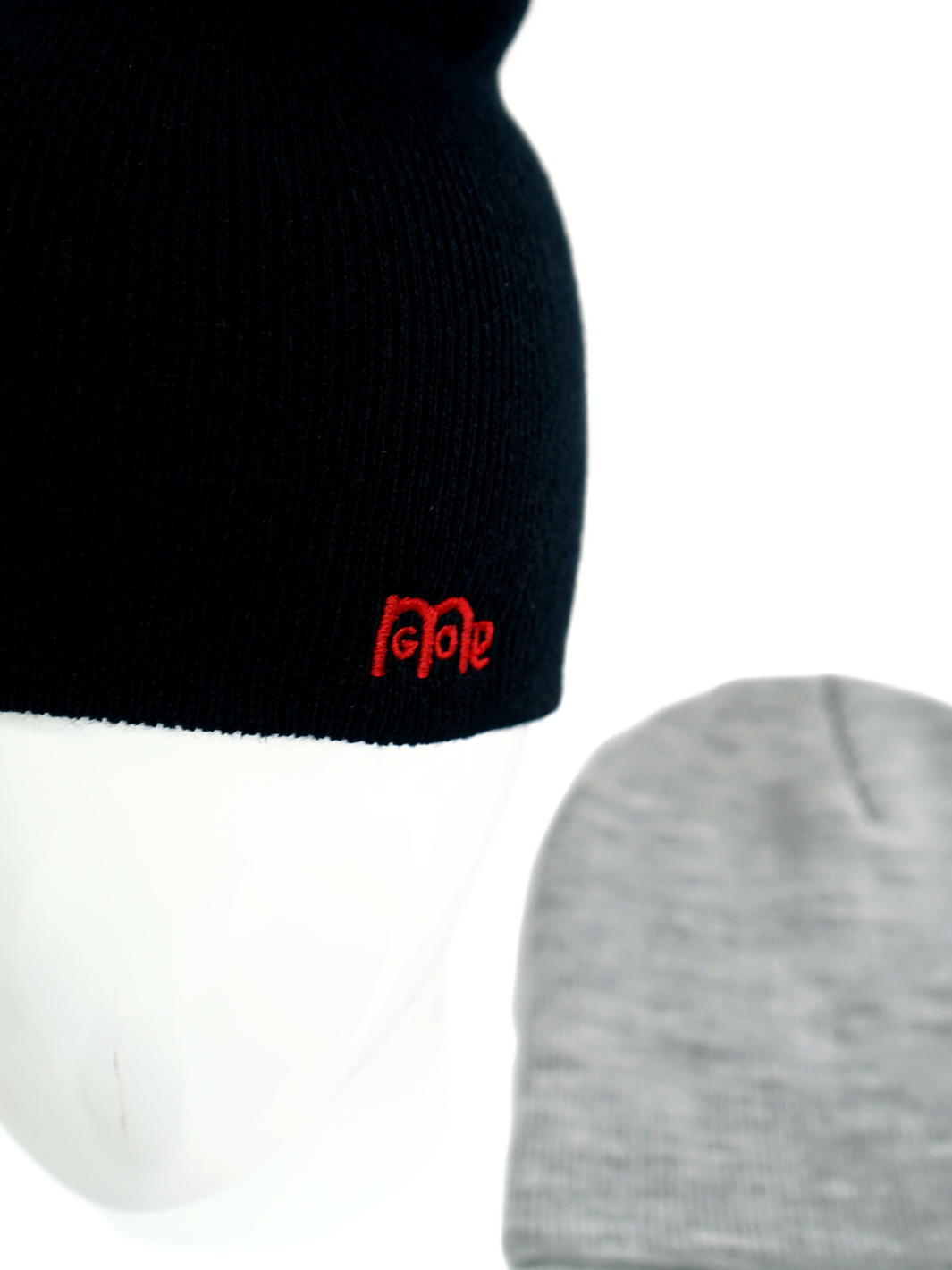 Black Skull Cap Beenie made of 100% silky soft acrylic with Red GODinme logo embroidery.